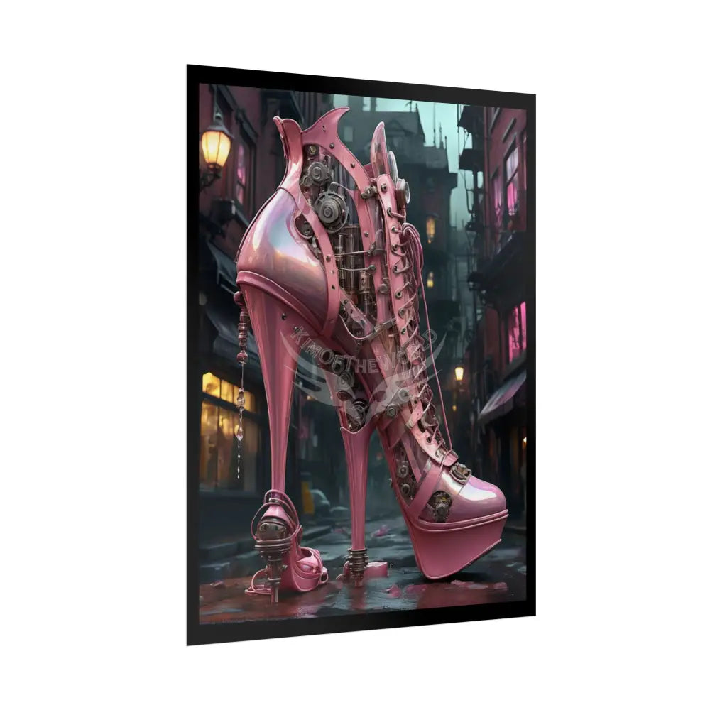 Giant Gothic Weird Steampunk Pink High Heel Shoe - Clean Fetish Boot Feet Shoe High Heel Art Print Poster Poster