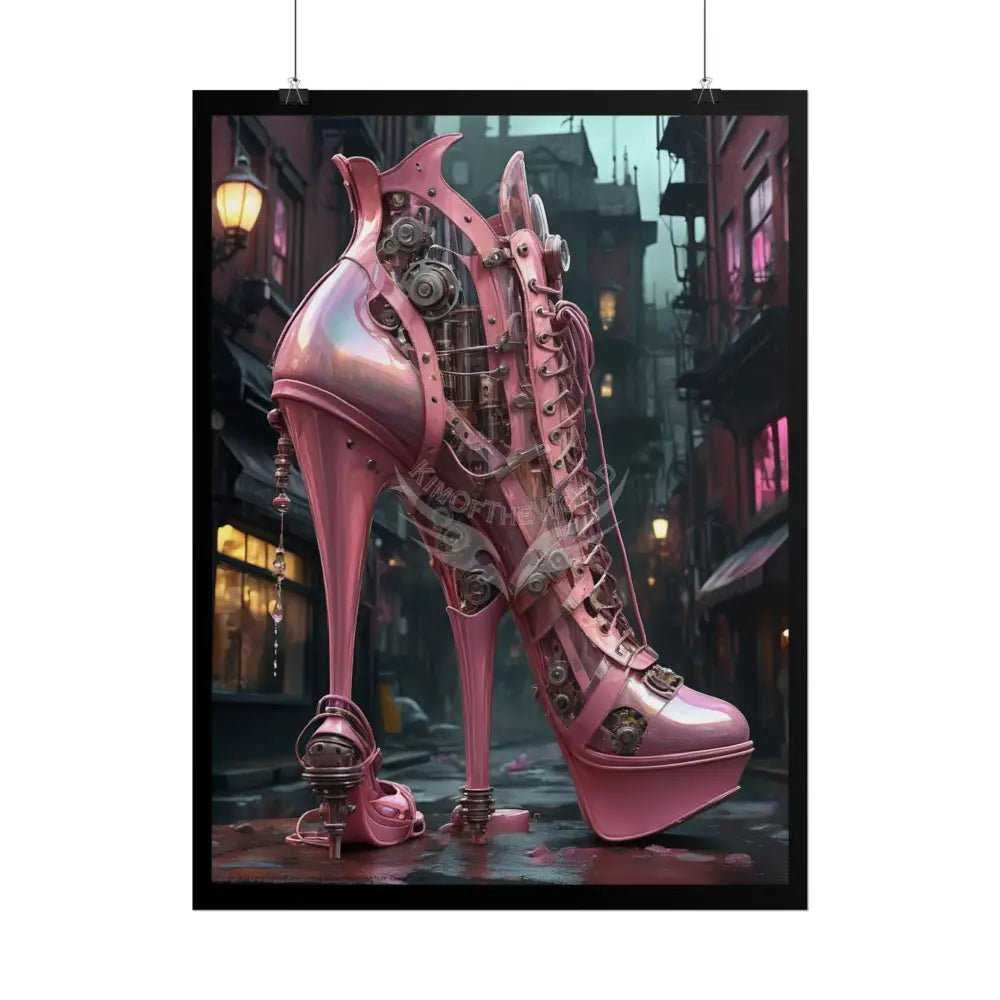 Giant Gothic Weird Steampunk Pink High Heel Shoe - Clean Fetish Boot Feet Shoe High Heel Art Print Poster Poster