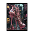 Giant Gothic Weird Steampunk Pink High Heel Shoe - Clean Fetish Boot Feet Shoe High Heel Art Print Poster 18″ x 24″