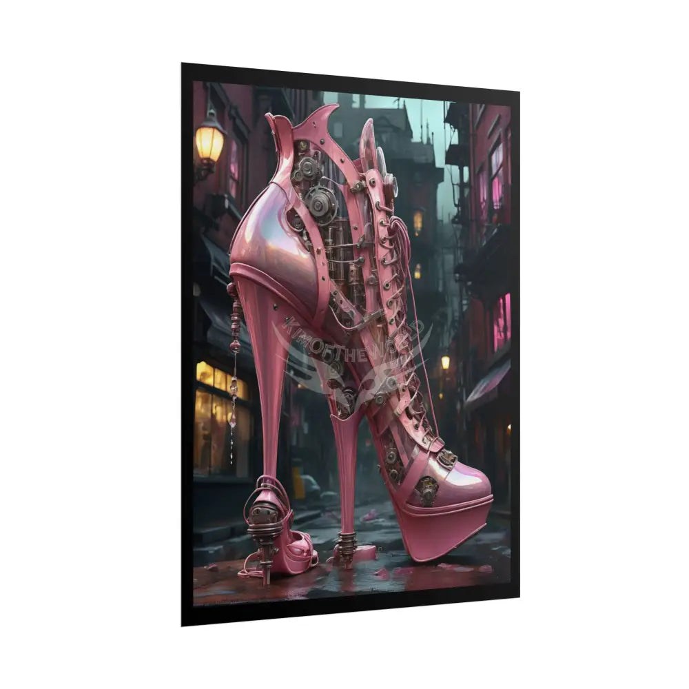 Giant Gothic Weird Steampunk Pink High Heel Shoe - Clean Fetish Boot Feet Shoe High Heel Art Print Poster Poster