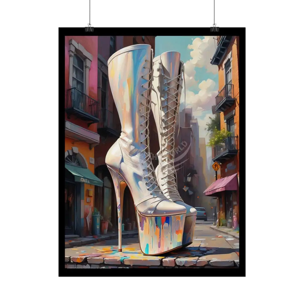 Giant High Heel Boots - Lace Face Boot Feet Shoe High Heel Art Print Poster Poster