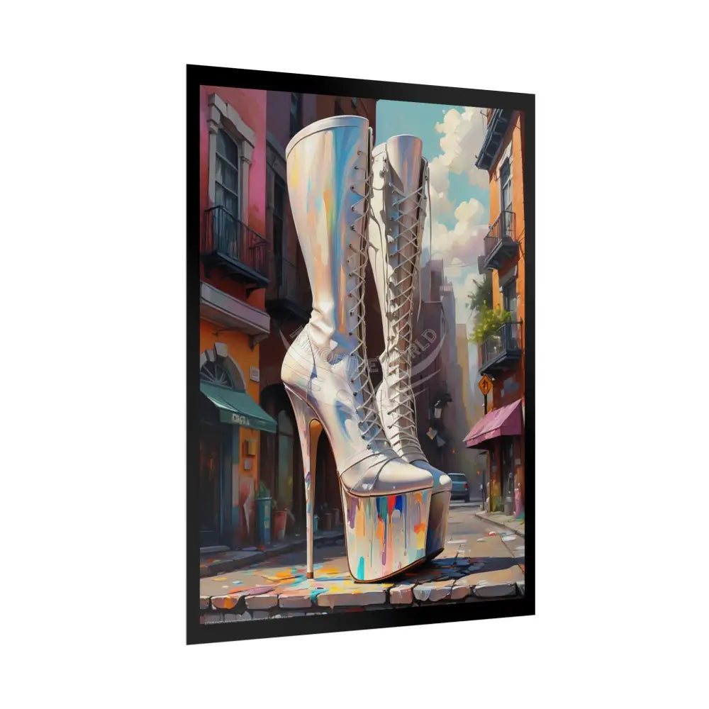 Giant High Heel Boots - Lace Face Boot Feet Shoe High Heel Art Print Poster Poster