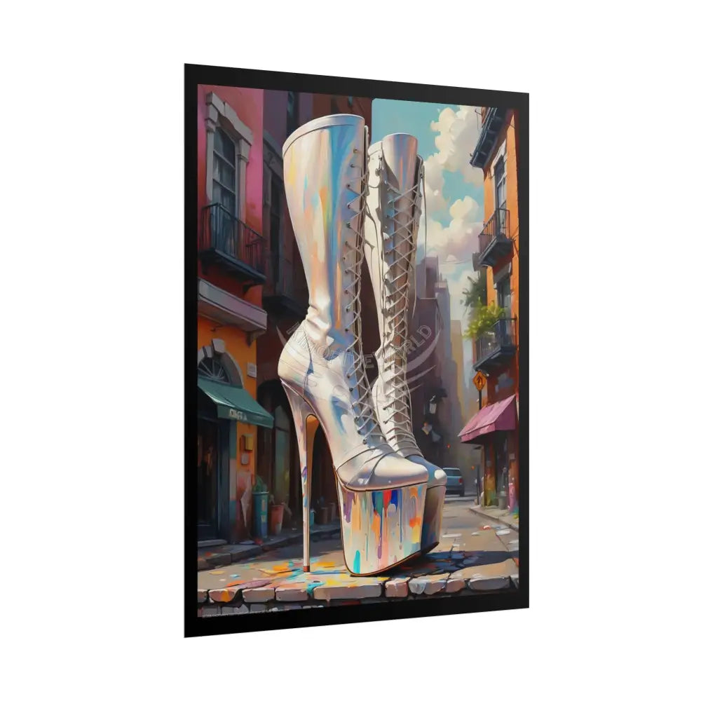 Giant High Heel Boots - Lace Face Boot Feet Shoe High Heel Art Print Poster Poster
