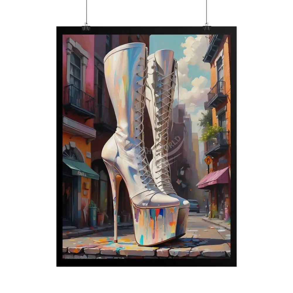Giant High Heel Boots - Lace Face Boot Feet Shoe High Heel Art Print Poster Poster
