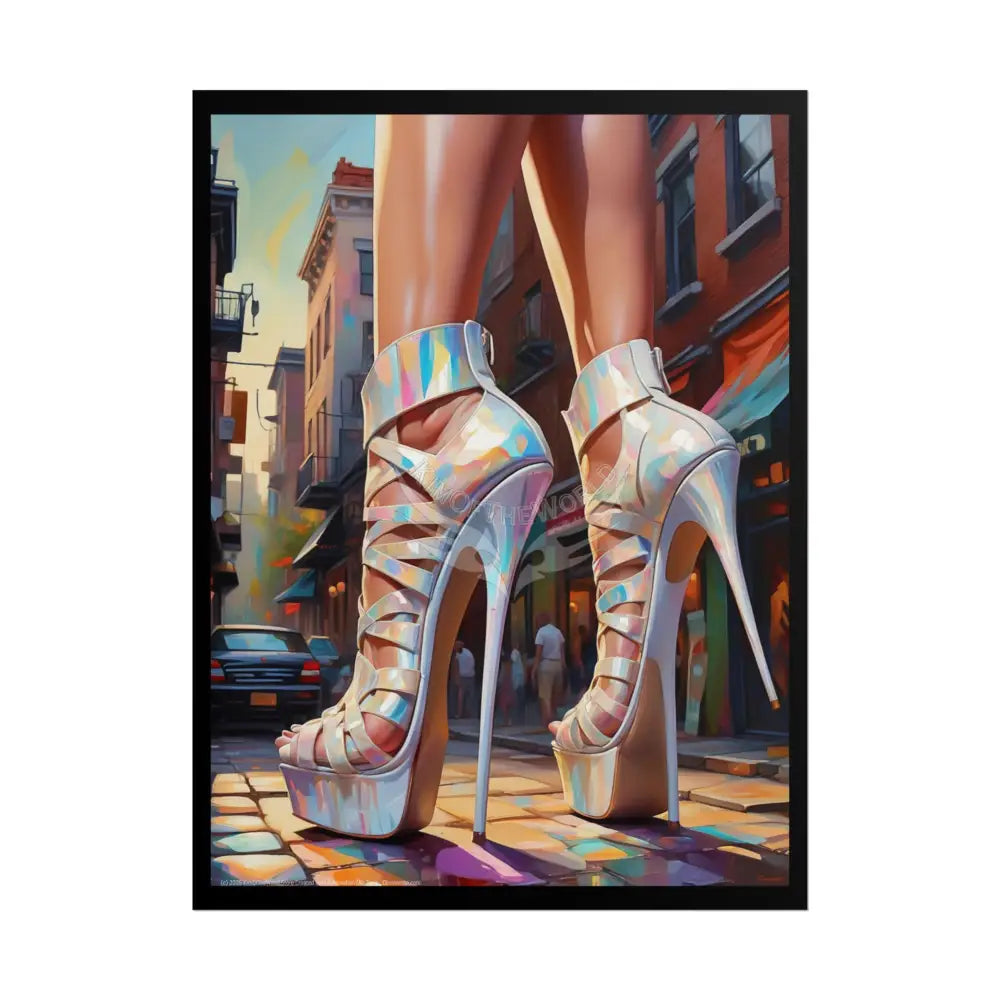 Giant High Heel Boots - Weird Boot Feet Shoe High Heel Art Print Poster 18″ x 24″ (Vertical) / Matte Poster