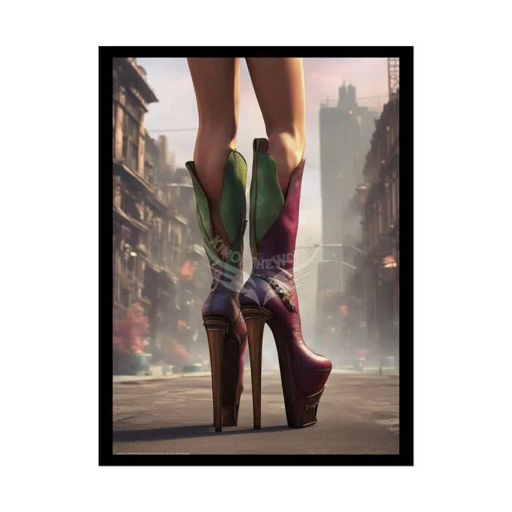 Giant High Heel Shoe - Clean Fetish Boot Feet Shoe High Heel Art Print Poster - Red 18″ x 24″ (Vertical) / Semi Glossy