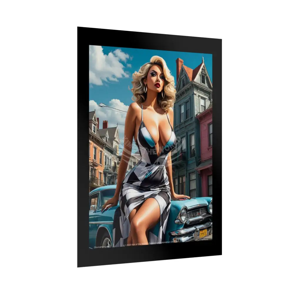 Giant Lady Fashion Poster — Fun Tall Lady Beach Art (Empowered Women for Home or Office) Poster