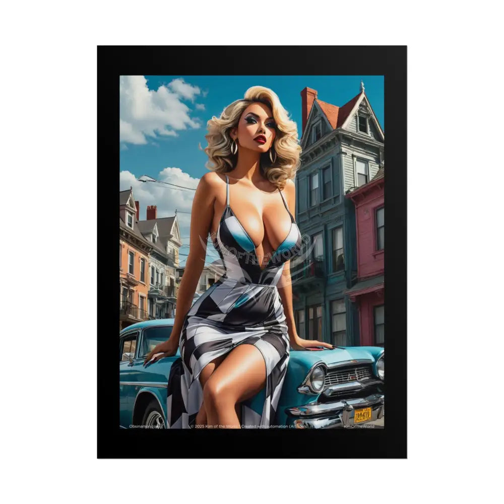 Giant Lady Fashion Poster — Fun Tall Lady Beach Art (Empowered Women for Home or Office) 18″ x 24″ (Vertical) / Matte