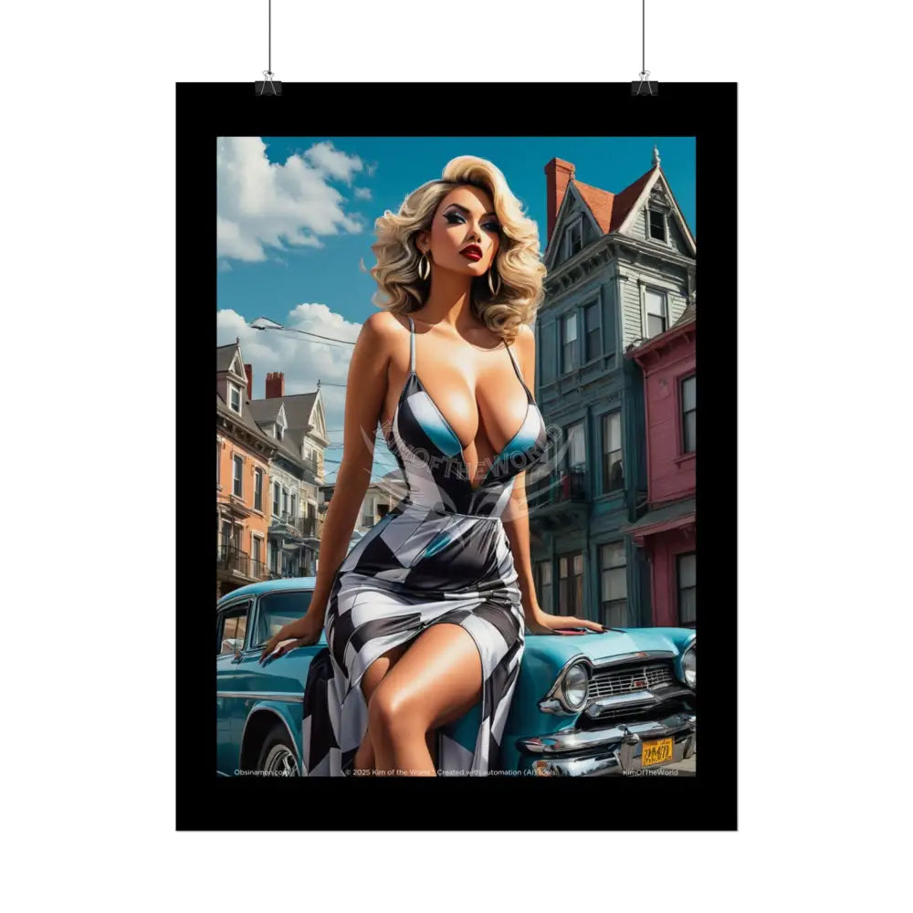 Giant Lady Fashion Poster — Fun Tall Lady Beach Art (Empowered Women for Home or Office) Poster
