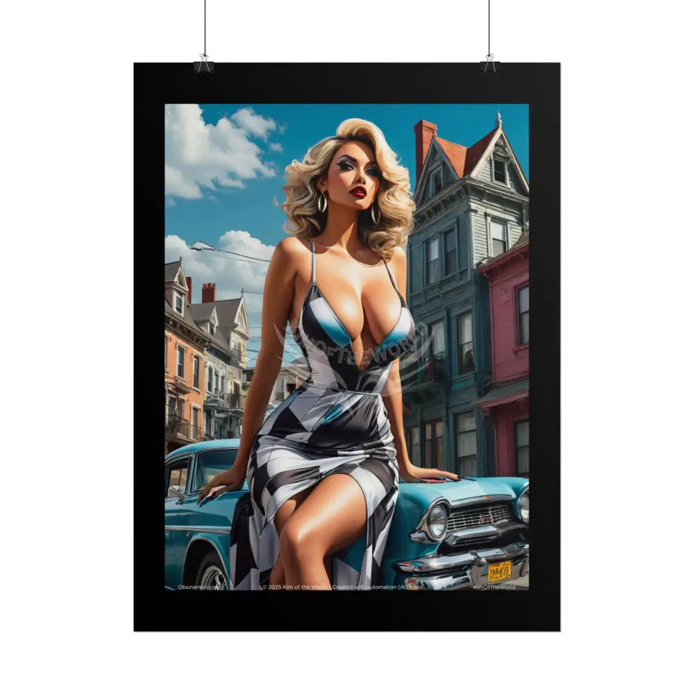 Giant Lady Fashion Poster — Fun Tall Lady Beach Art (Empowered Women for Home or Office) Poster