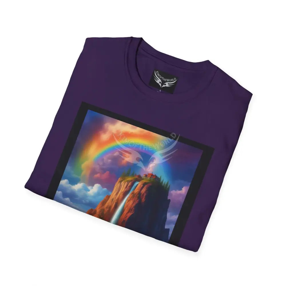 Giant Rainbow Waterfall Fantasy Landscape - Softstyle T-Shirt T-Shirt