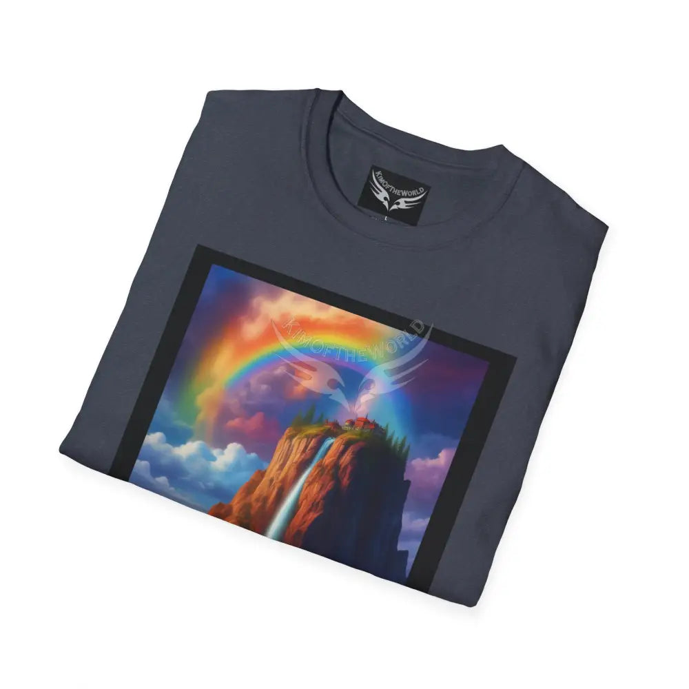Giant Rainbow Waterfall Fantasy Landscape - Softstyle T-Shirt T-Shirt