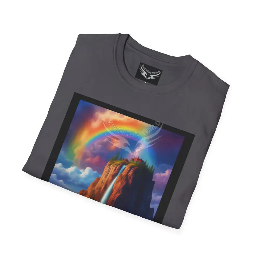 Giant Rainbow Waterfall Fantasy Landscape - Softstyle T-Shirt T-Shirt