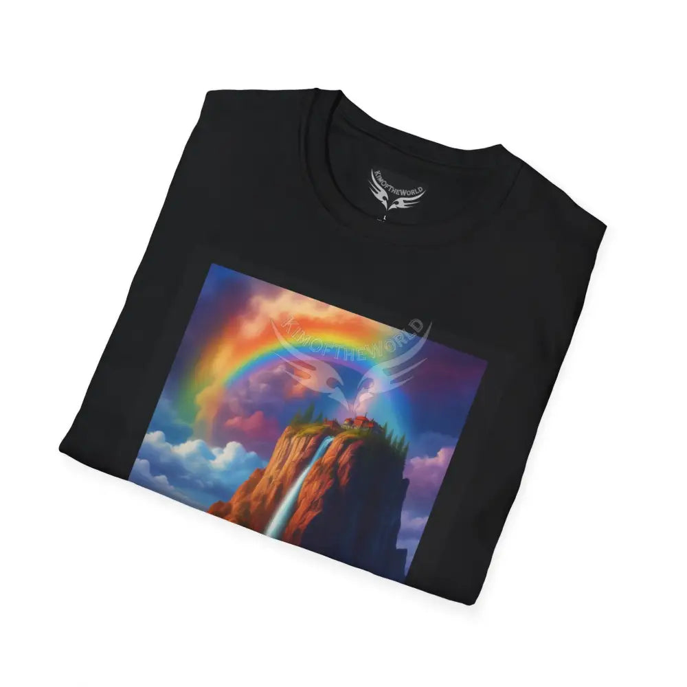 Giant Rainbow Waterfall Fantasy Landscape - Softstyle T-Shirt T-Shirt