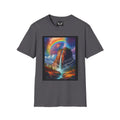 Giant Rainbow Waterfall Fantasy Landscape - Softstyle T-Shirt Charcoal / XS T-Shirt