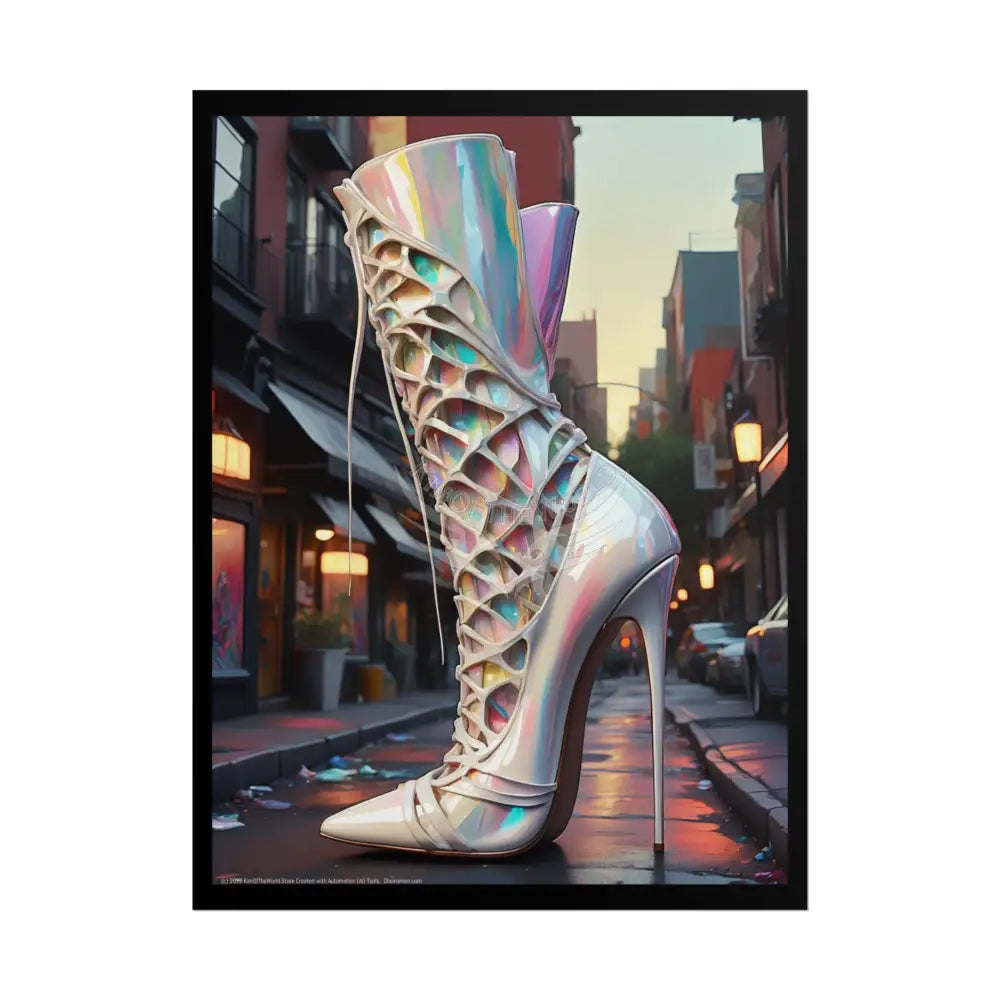Giant Steampunk Boot - Weird Boot Feet Shoe High Heel Art Print Poster 18″ x 24″ (Vertical) / Matte Poster