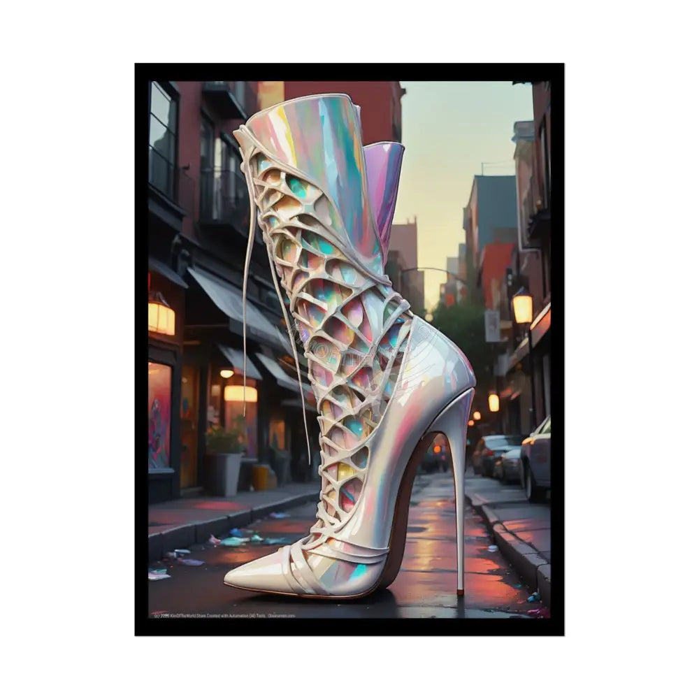 Giant Steampunk Boot - Weird Boot Feet Shoe High Heel Art Print Poster 18″ x 24″ (Vertical) / Semi Glossy Poster