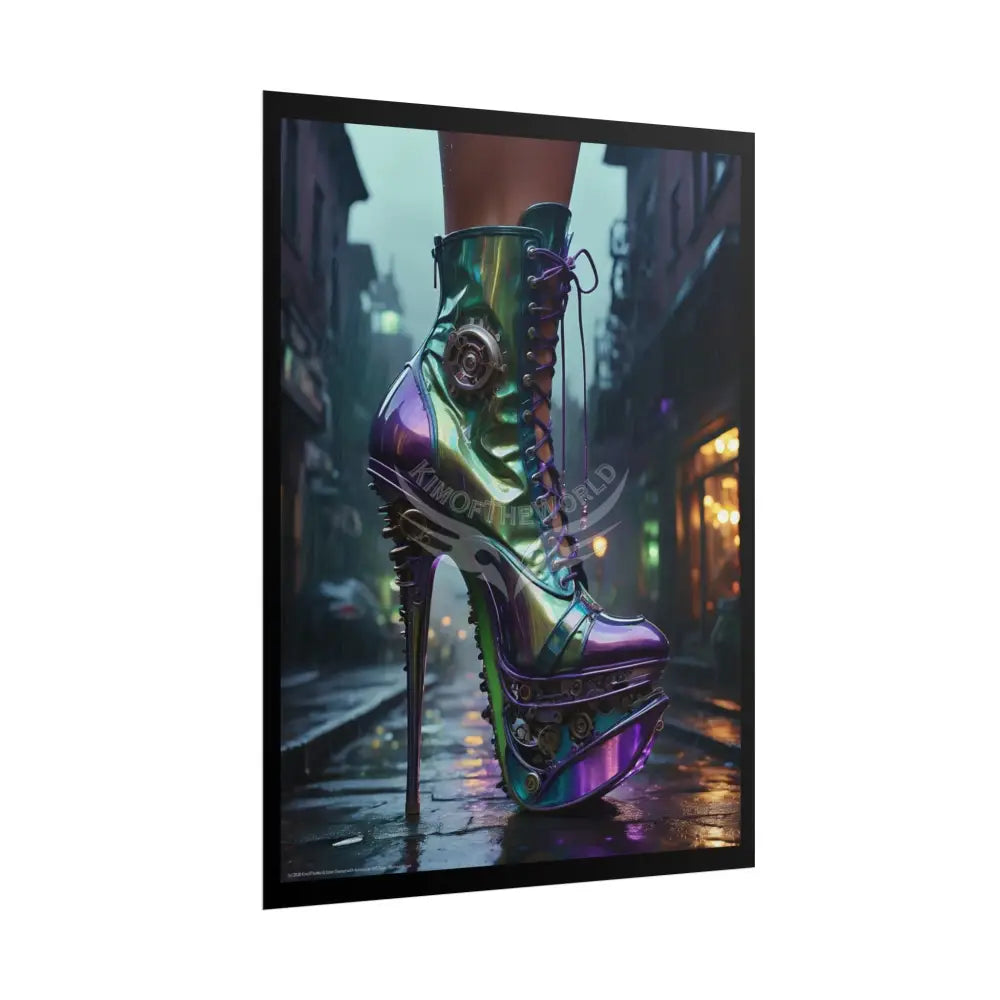 Giant Steampunk High Heel Shoe - Iridescent Boot Feet Shoe High Heel Art Print Poster Poster