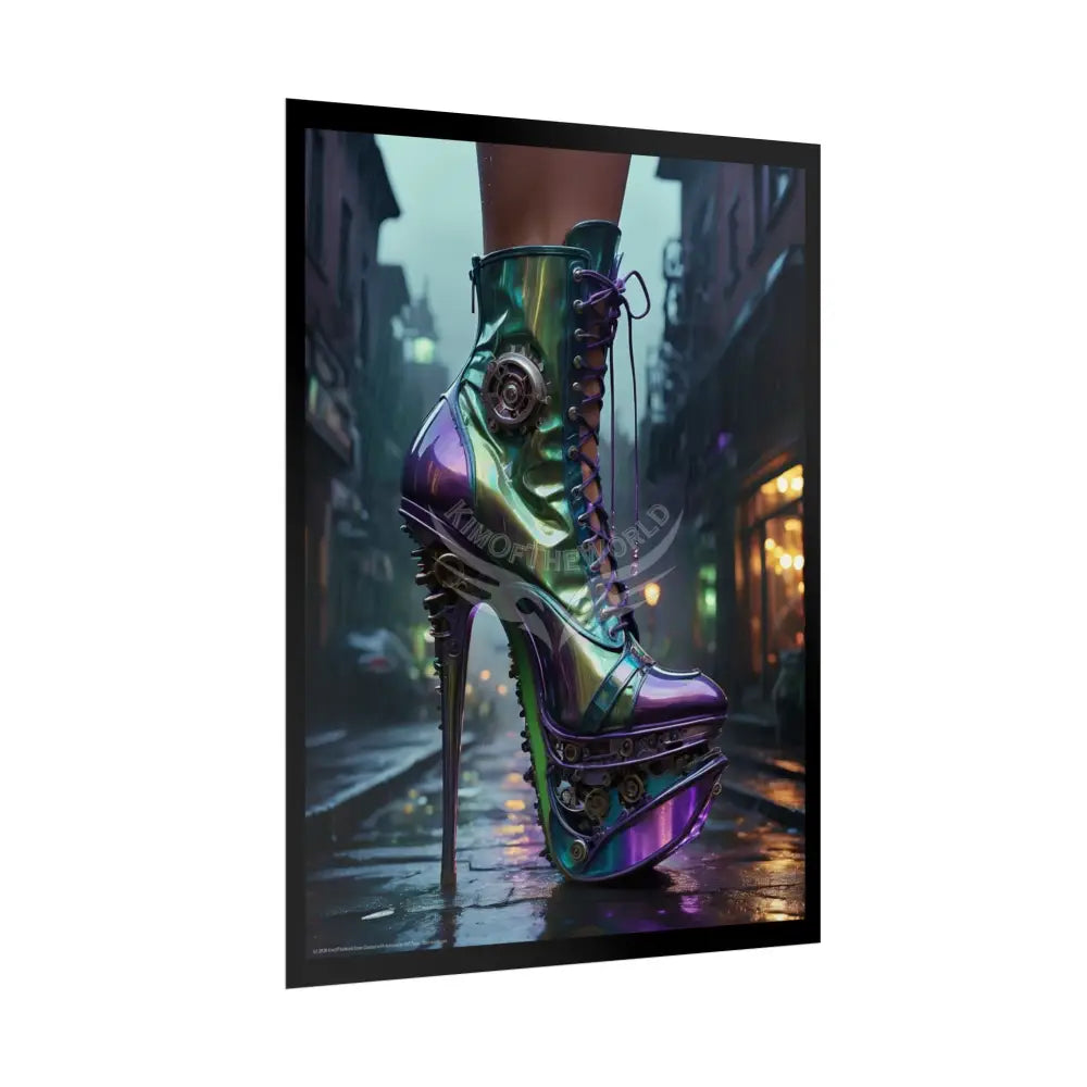 Giant Steampunk High Heel Shoe - Iridescent Boot Feet Shoe High Heel Art Print Poster Poster