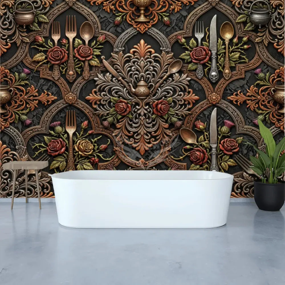 Giant Steampunk Kitchen Utensil Unpasted Mural Wallpaper 144’’x100’’ 144’’x100’’ Wall Coverings