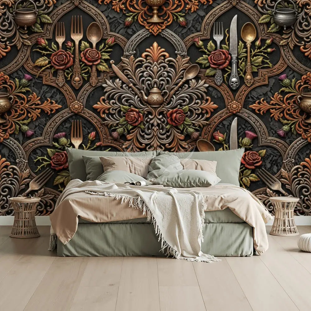 Giant Steampunk Kitchen Utensil Unpasted Mural Wallpaper 144’’x100’’ 144’’x100’’ Wall Coverings