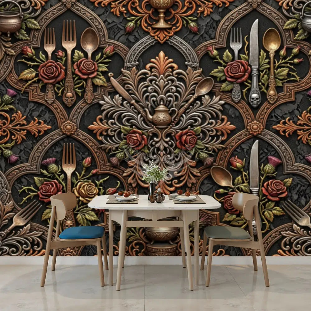 Giant Steampunk Kitchen Utensil Unpasted Mural Wallpaper 144’’x100’’ 144’’x100’’ Wall Coverings
