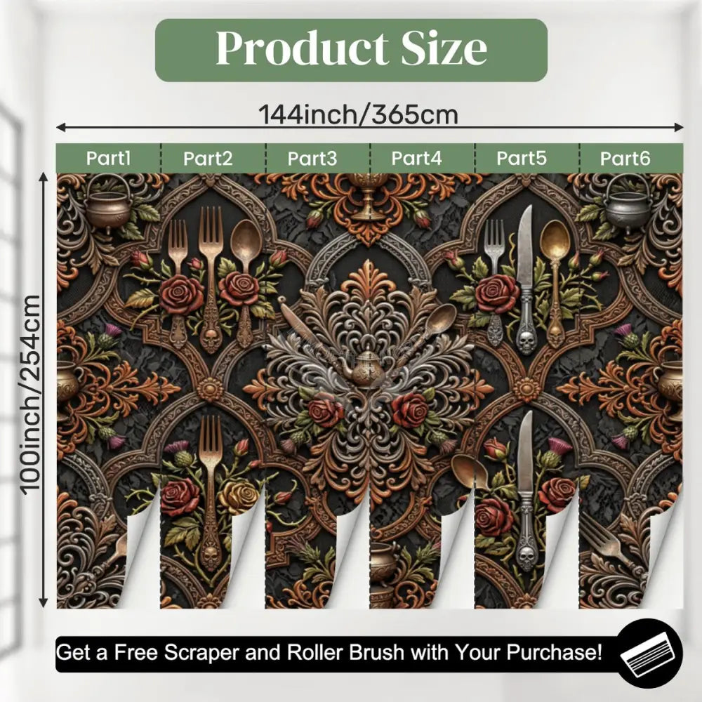 Giant Steampunk Kitchen Utensil Unpasted Mural Wallpaper 144’’x100’’ 144’’x100’’ Wall Coverings
