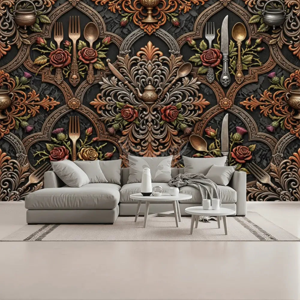 Giant Steampunk Kitchen Utensil Unpasted Mural Wallpaper 144’’x100’’ 144’’x100’’ Wall Coverings