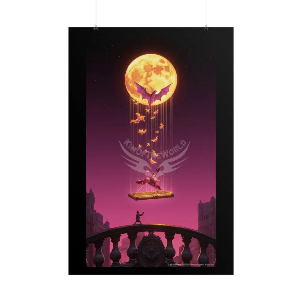 Giant Surreal Fantasy Bat Moon Portal Poster — Dreamscape Ruins Rolled Art Print Poster