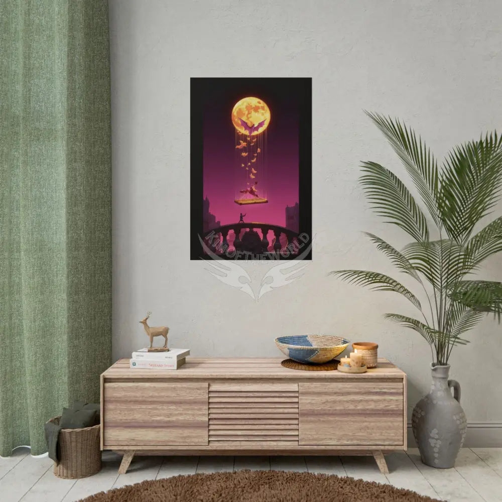 Giant Surreal Fantasy Bat Moon Portal Poster — Dreamscape Ruins Rolled Art Print Poster