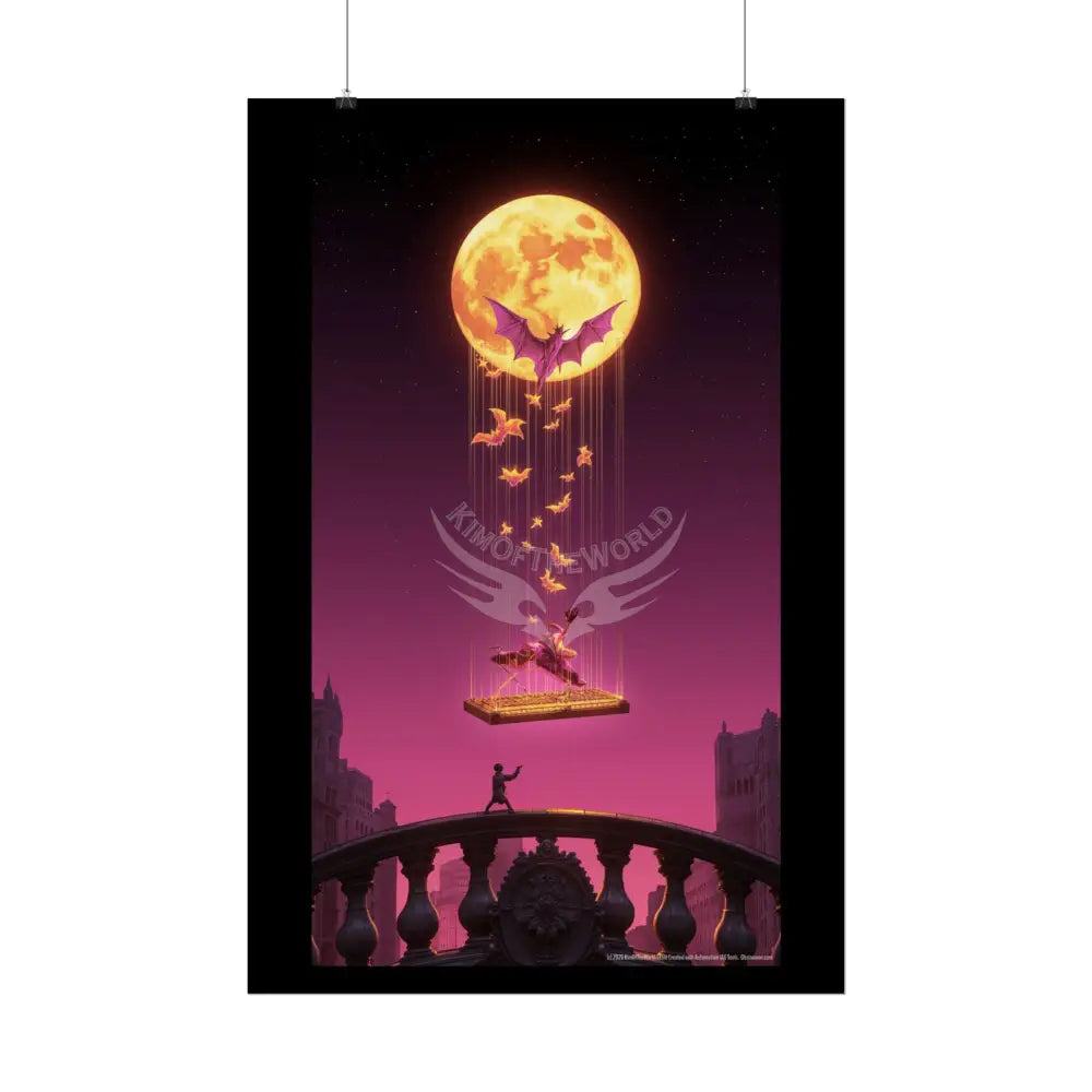 Giant Surreal Fantasy Bat Moon Portal Poster — Dreamscape Ruins Rolled Art Print Poster