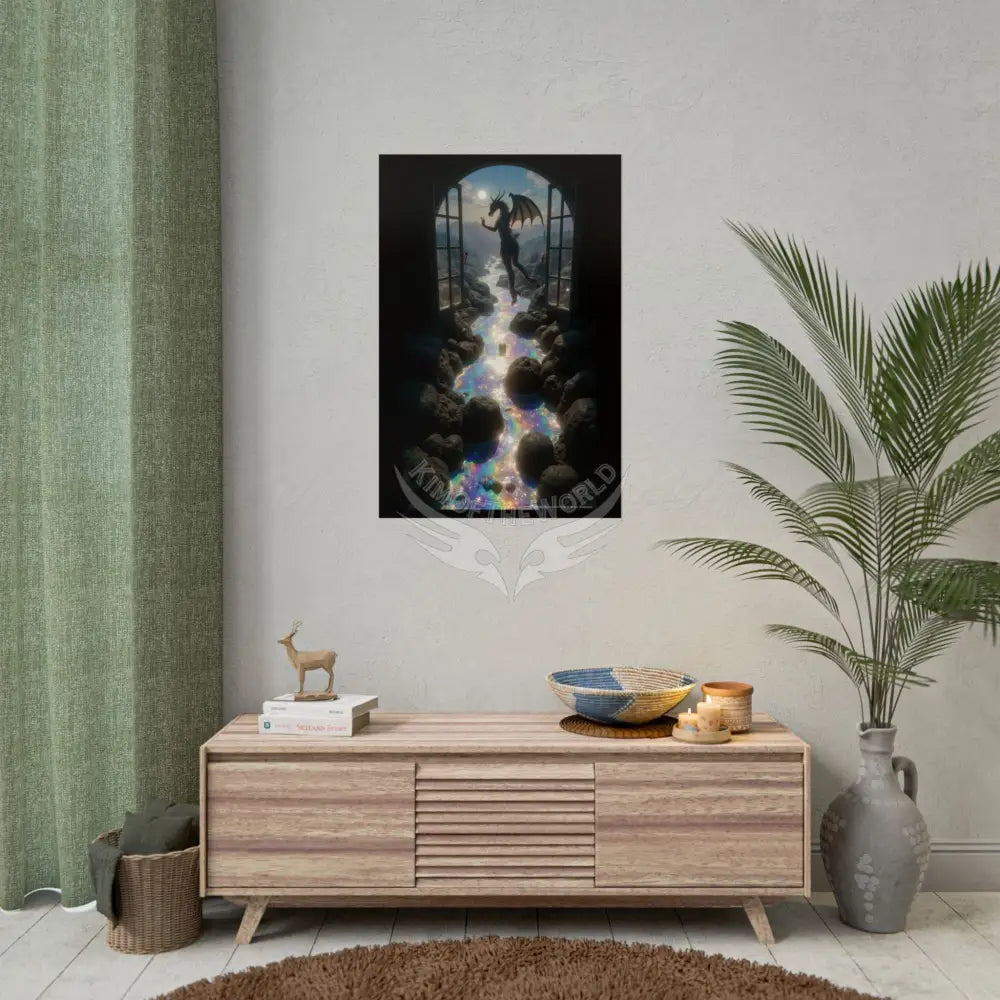 Giant Surreal Fantasy Dragon Lady Portal Poster — Dreamscape Ruins Rolled Art Print Poster