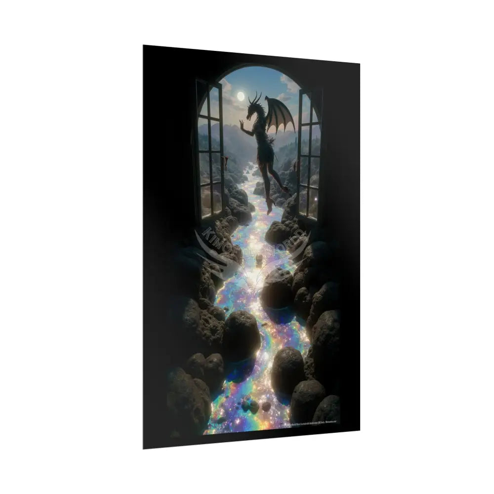 Giant Surreal Fantasy Dragon Lady Portal Poster — Dreamscape Ruins Rolled Art Print Poster