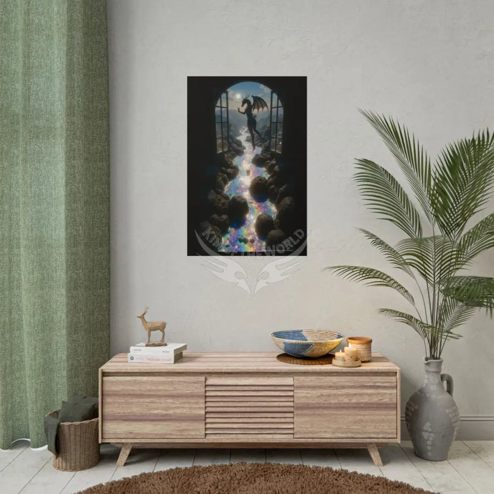 Giant Surreal Fantasy Dragon Lady Portal Poster — Dreamscape Ruins Rolled Art Print Poster
