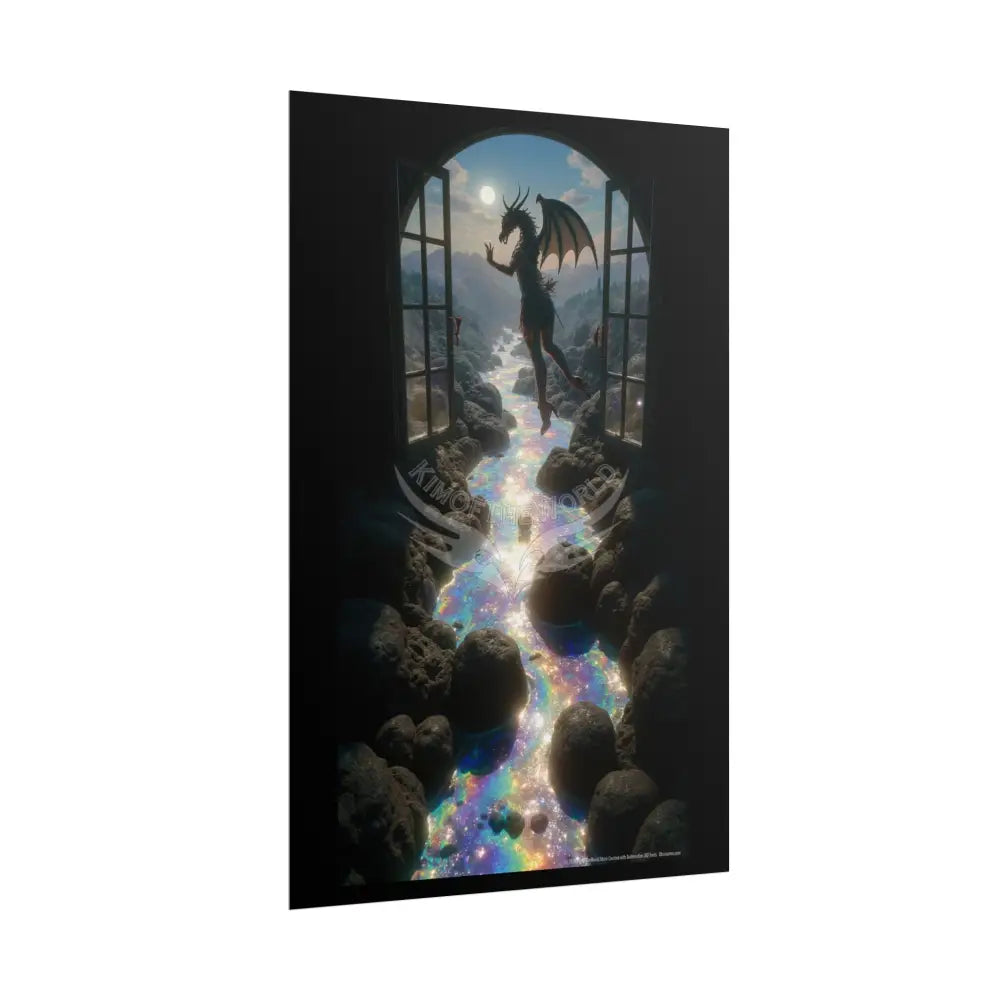Giant Surreal Fantasy Dragon Lady Portal Poster — Dreamscape Ruins Rolled Art Print Poster