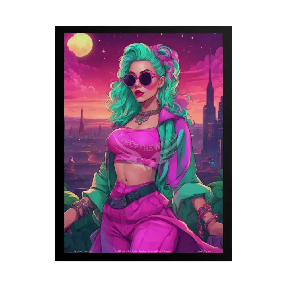 Giant Vaporwave Woman Empowered Girl Pink Lady Women Art Prints (Bold Female Characters)— Rolled Poster Set 18″ x 24″