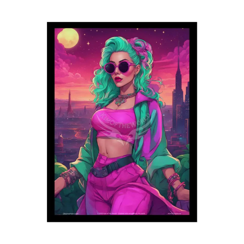 Giant Vaporwave Woman Empowered Girl Pink Lady Women Art Prints (Bold Female Characters)— Rolled Poster Set 18″ x 24″