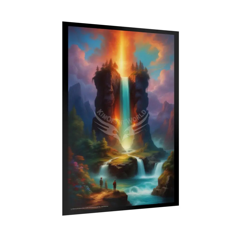 Giant Waterfalls Poster — Surreal Rapids with Light Elements Poster