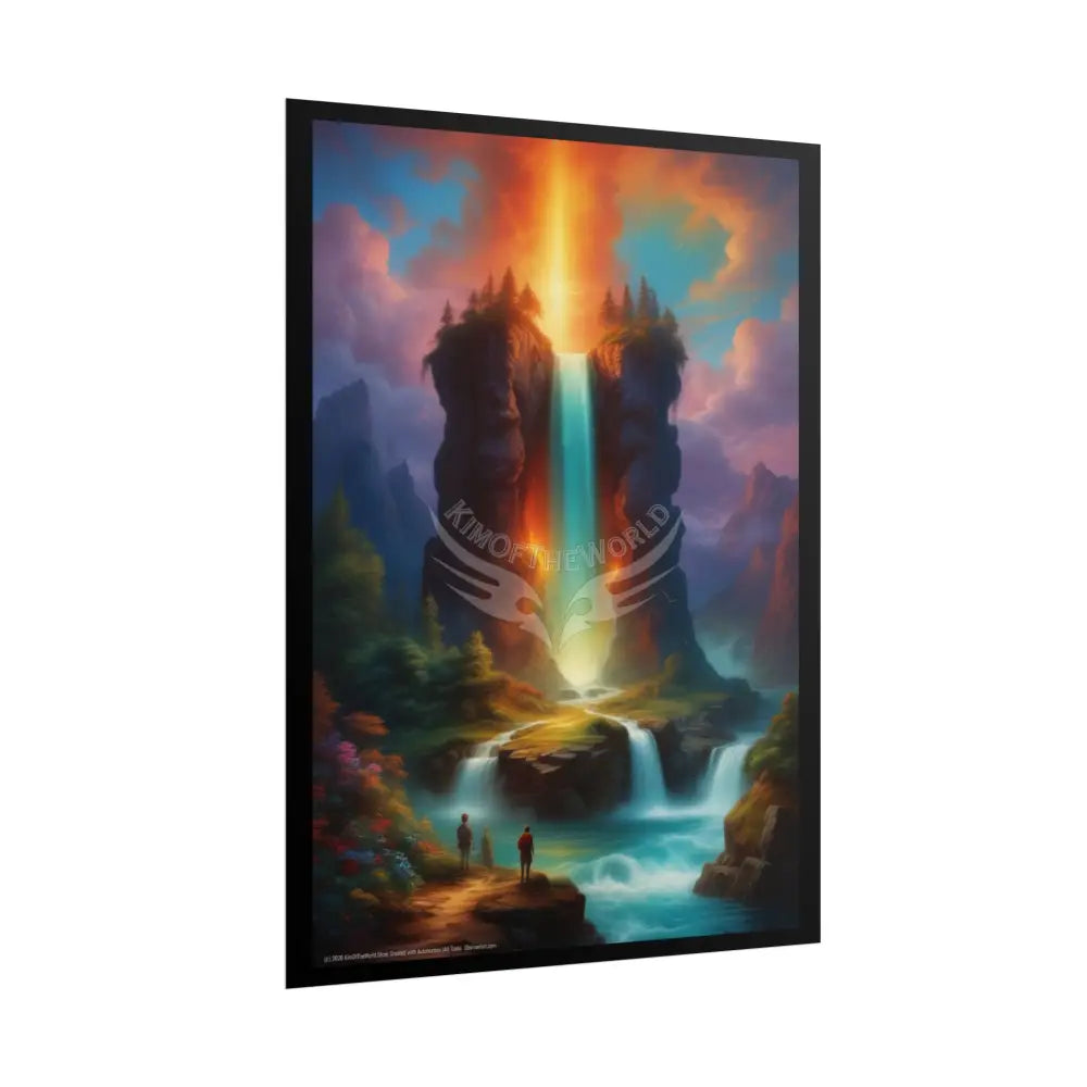 Giant Waterfalls Poster — Surreal Rapids with Light Elements Poster