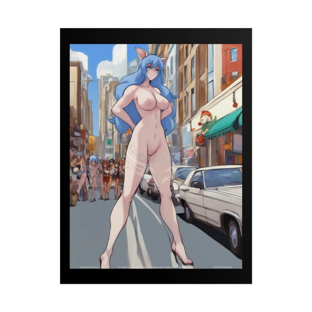 Giantess Anime Anthro Giant Lady Girl Poster — Rolled Art Print 18″ x 24″ (Vertical) / Matte Poster