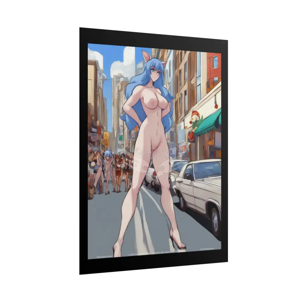 Giantess Anime Anthro Giant Lady Girl Poster — Rolled Art Print Poster