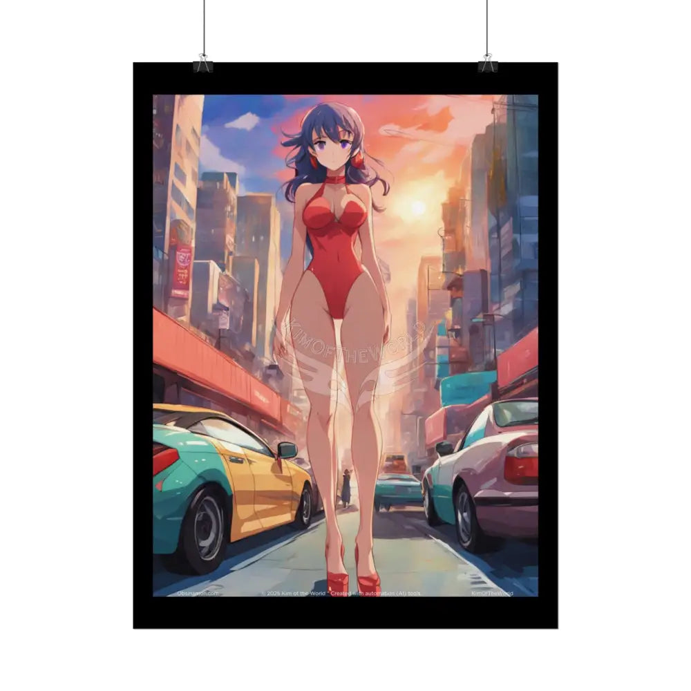 Giantess Anime Giant Lady Girl Poster — Rolled Art Print Poster