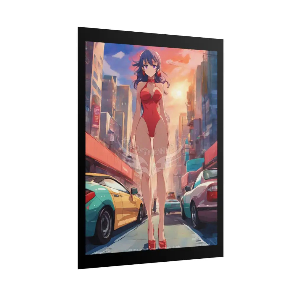 Giantess Anime Giant Lady Girl Poster — Rolled Art Print Poster