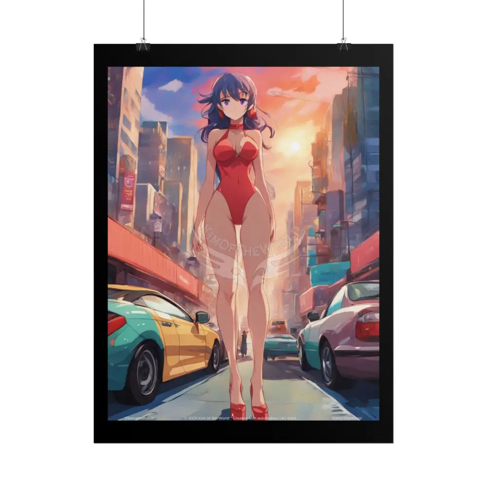 Giantess Anime Giant Lady Girl Poster — Rolled Art Print Poster