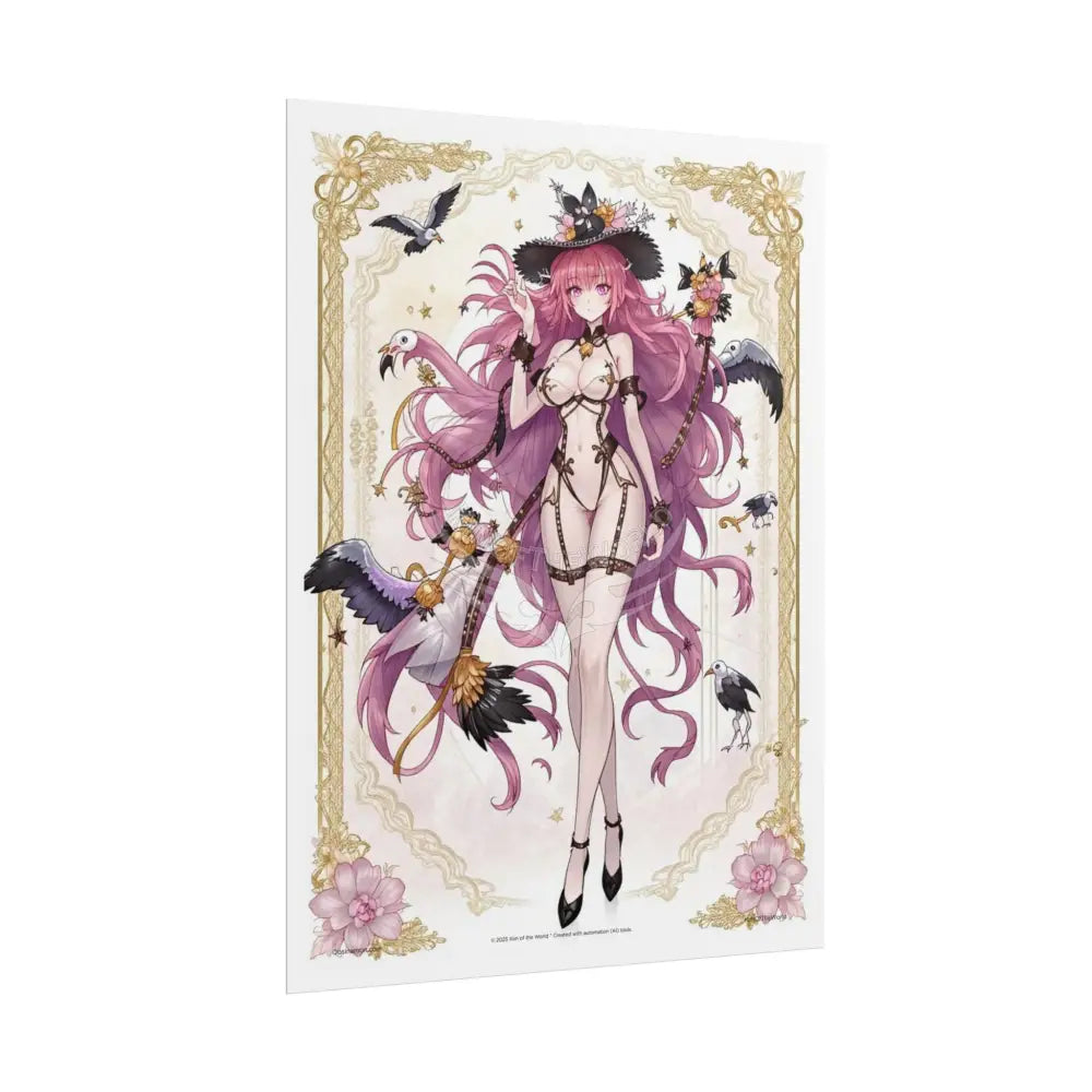 Giantess Anime Girl Sexy Skimpy Fashion Fun Fetish Poster — Lingerie Stiletto Pink Hair Art Print Poster