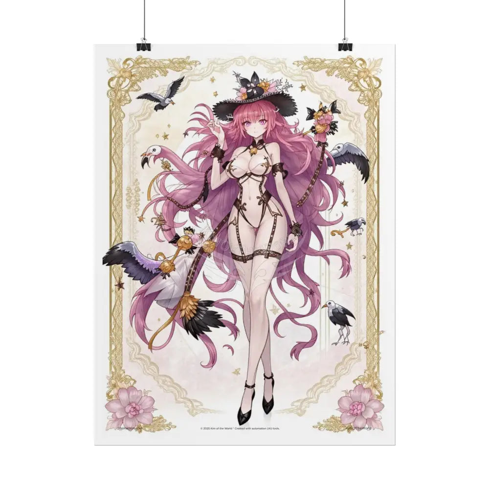 Giantess Anime Girl Sexy Skimpy Fashion Fun Fetish Poster — Lingerie Stiletto Pink Hair Art Print Poster