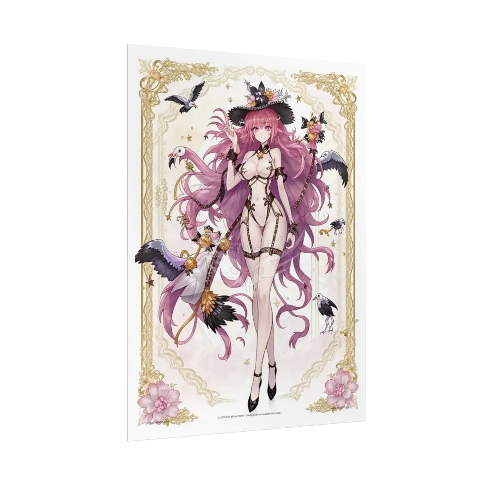 Giantess Anime Girl Sexy Skimpy Fashion Fun Fetish Poster — Lingerie Stiletto Pink Hair Art Print Poster