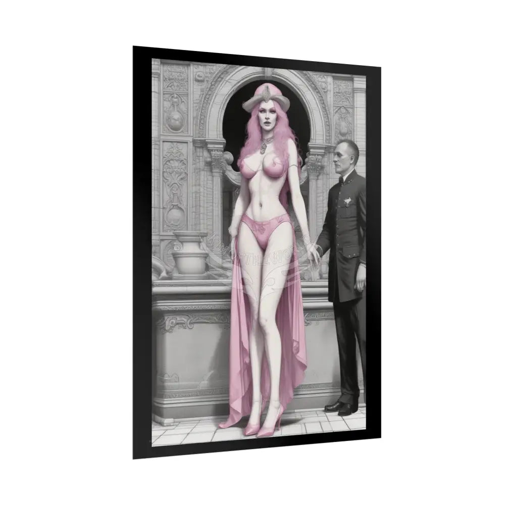 Giantess Comic ’Tall Girlfriend’ Pink Lady Art Print - Rolled Poster Poster