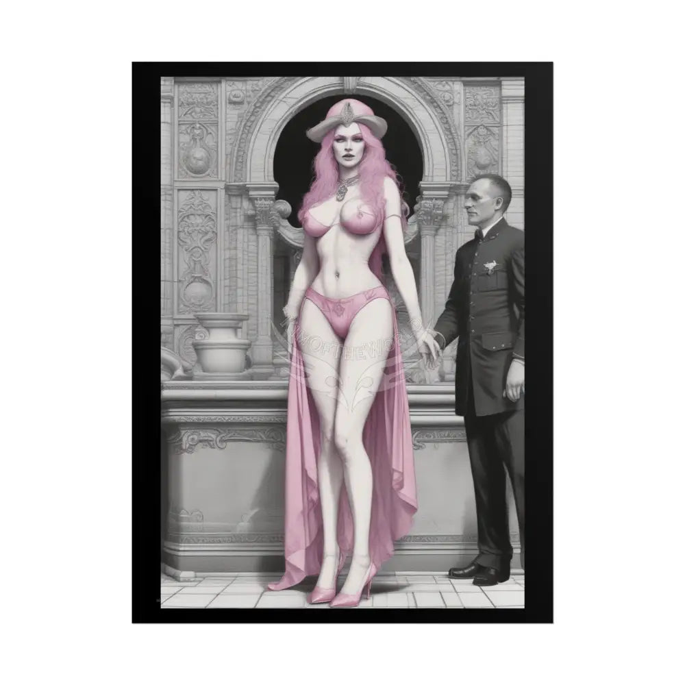 Giantess Comic ’Tall Girlfriend’ Pink Lady Art Print - Rolled Poster 18″ x 24″ (Vertical) / Matte Poster