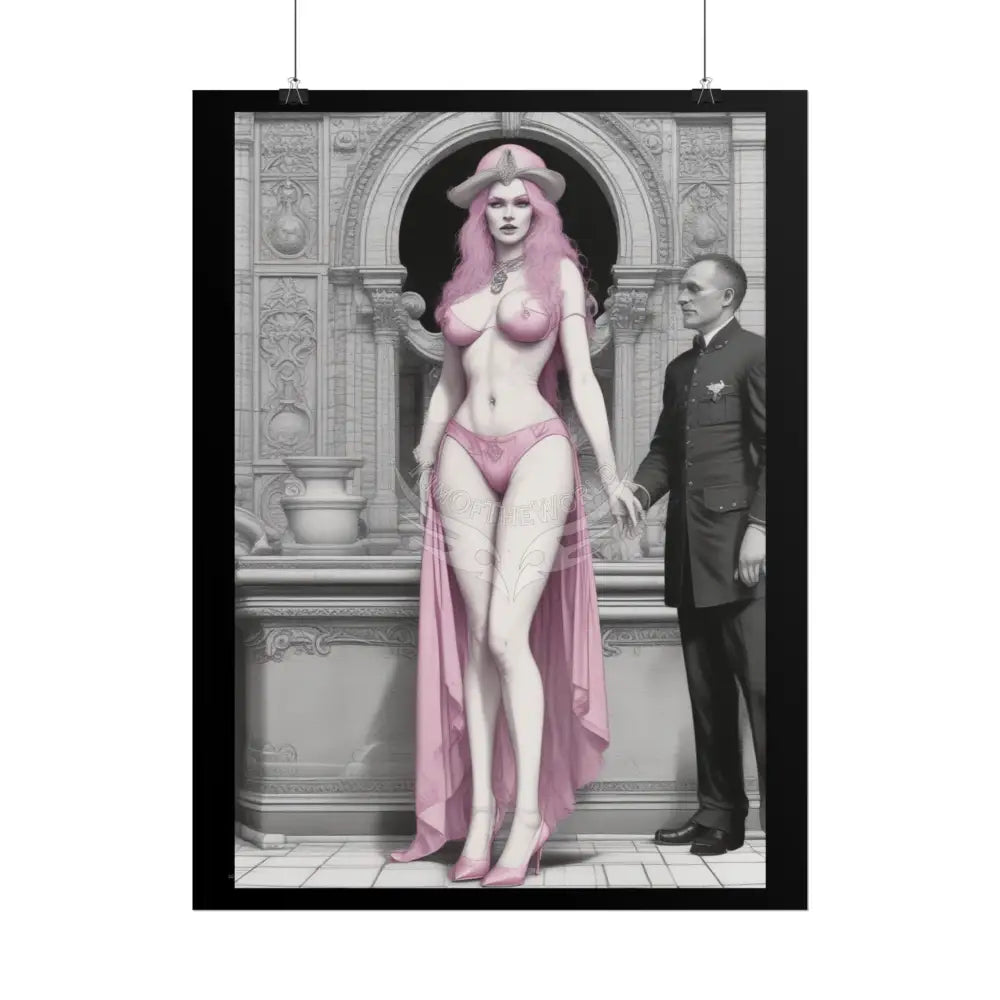 Giantess Comic ’Tall Girlfriend’ Pink Lady Art Print - Rolled Poster Poster
